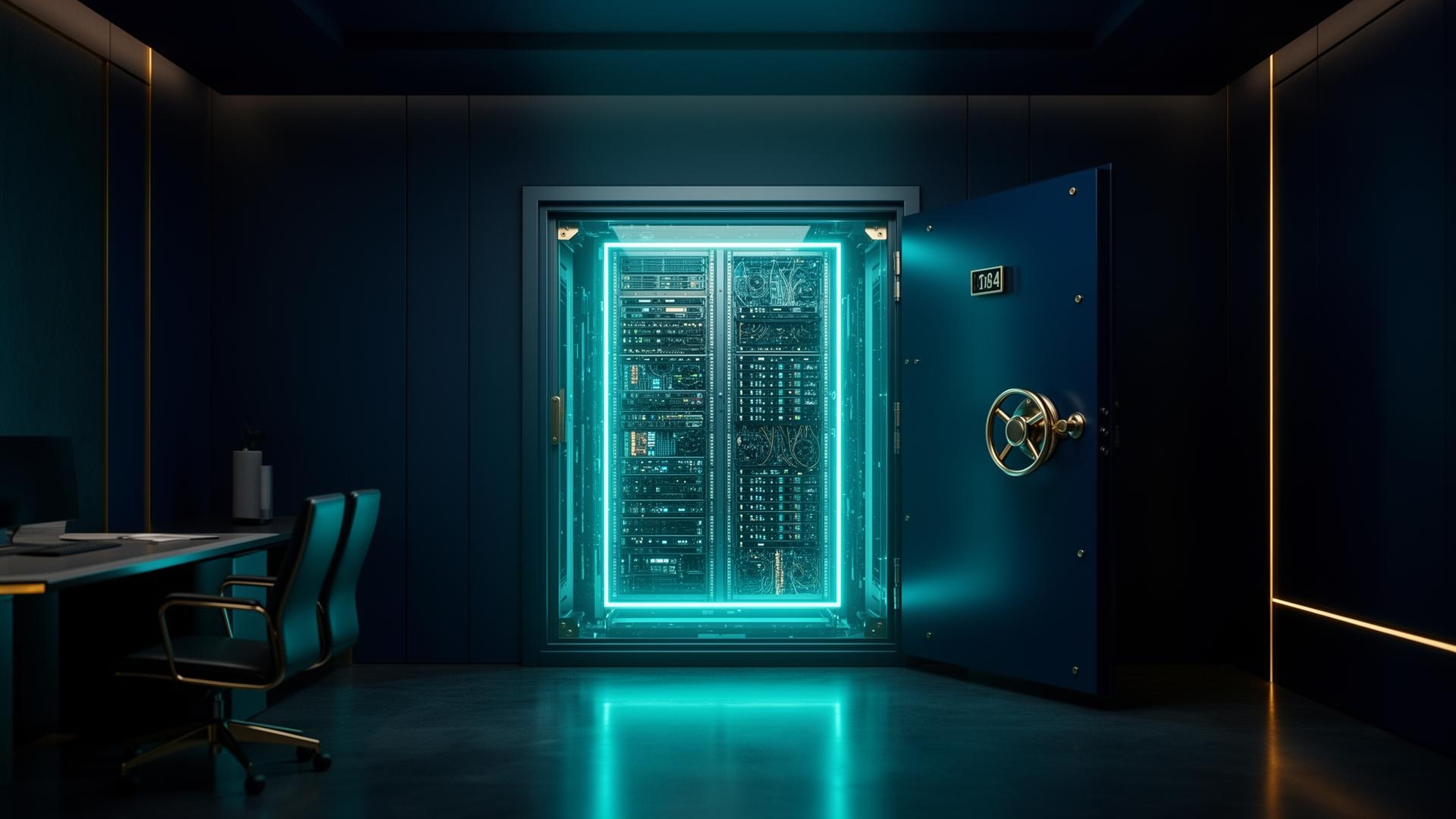 Private AI server installed inside a secure office vault